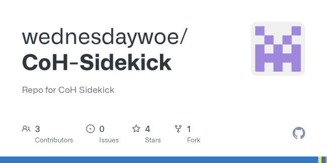 GitHub - wednesdaywoe/CoH-Sidekick: Repo for CoH Sidekick