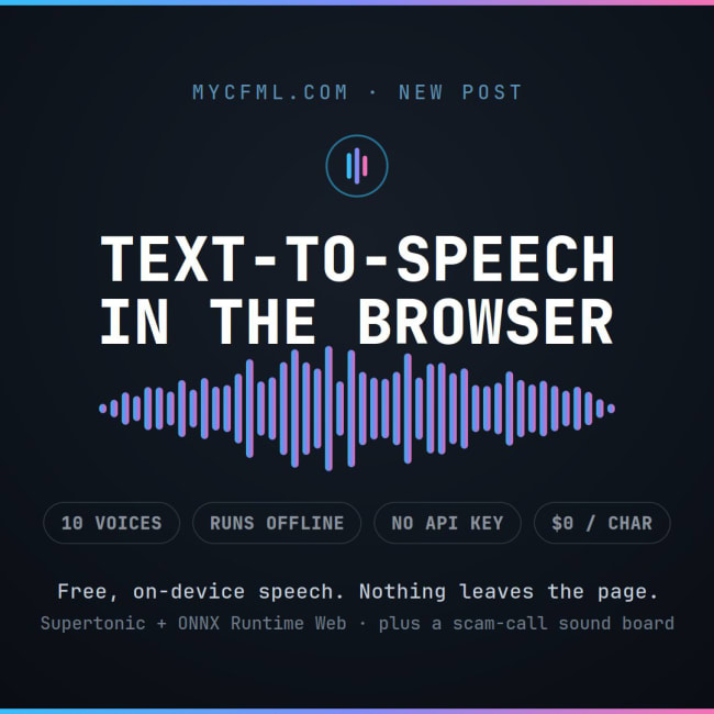 Free, on-device text-to-speech in the browser (and a scam-call...