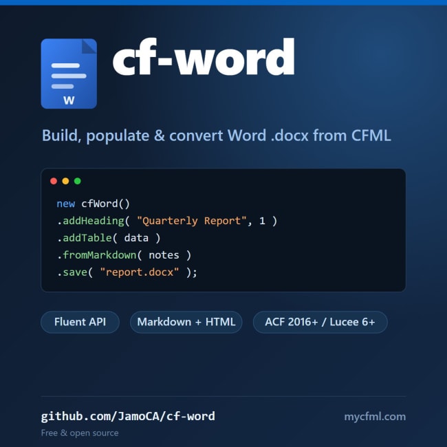 Building Word documents from CFML with cf-word