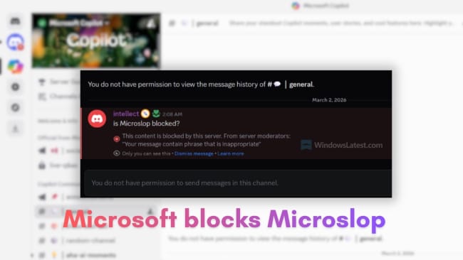 Microsoft gets tired of &ldquo;Microslop,&rdquo; bans the word on its Discord, then locks the server after backlash