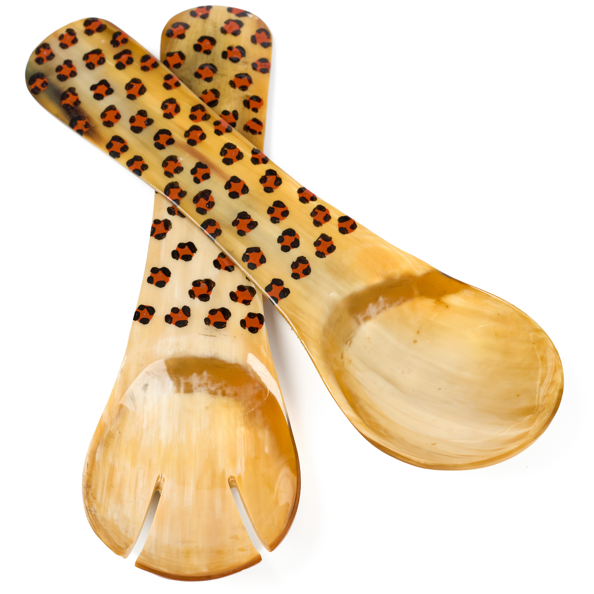 Leopard-Print Horn Salad Servers - Set of Two.