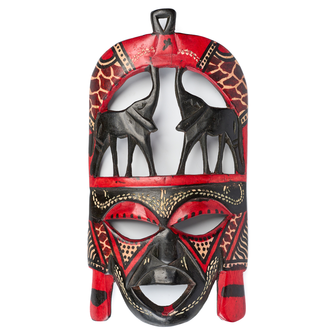 Hand-Carved Elephant Motif Wooden Mask