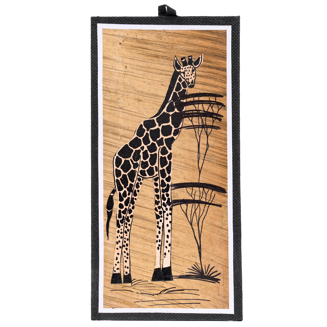 Graceful Giraffe Banana Fiber Collage