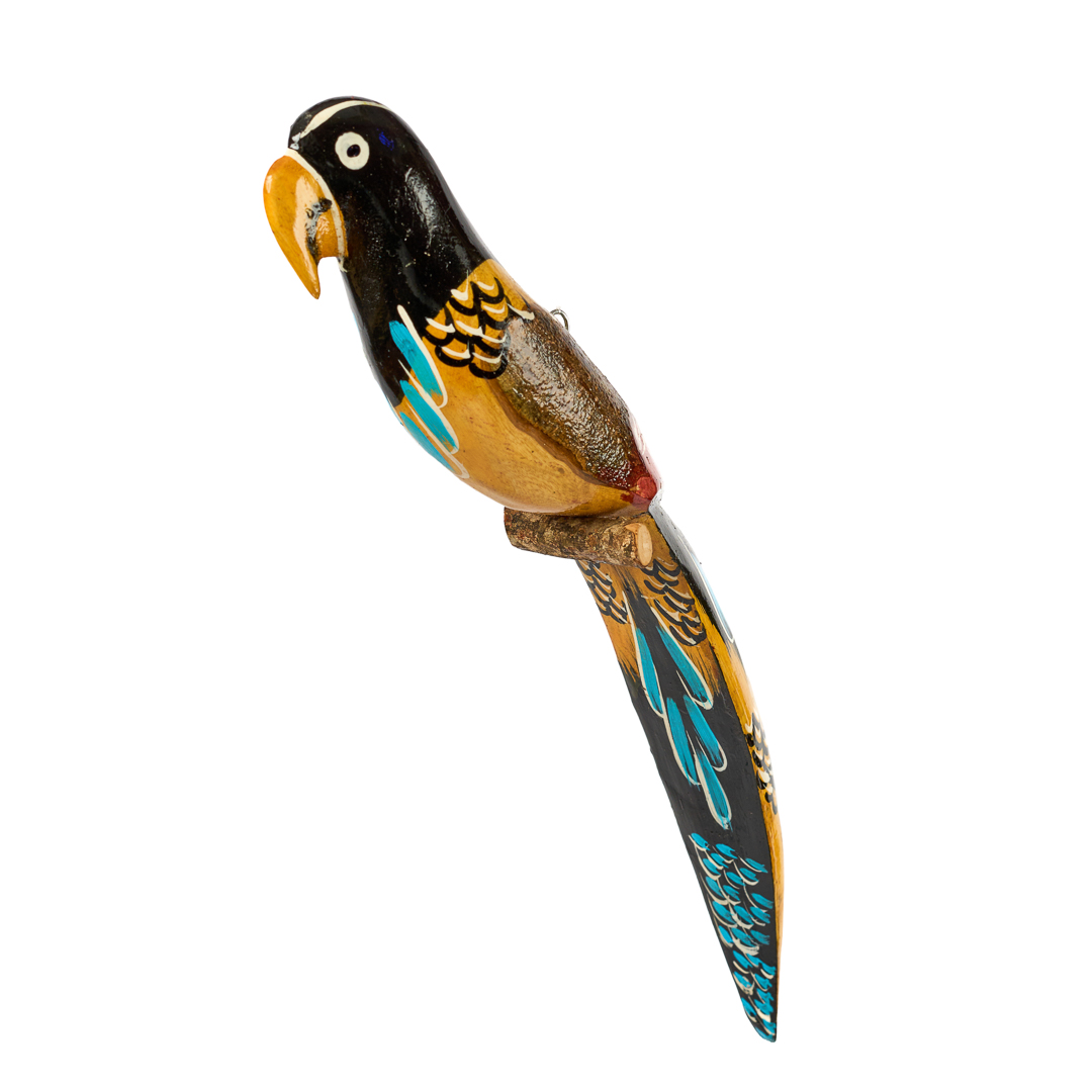 African Perched Parrot Artifact (Hand-Painted)