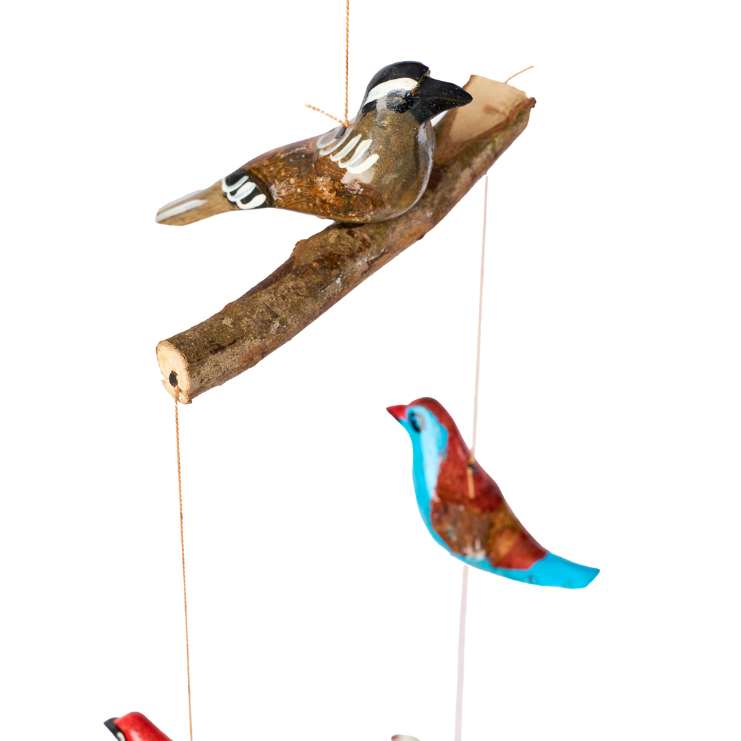 Birds Of East Africa Coastal Swahili Mobile Wood chime Wood Carved Hand Painted Decoration