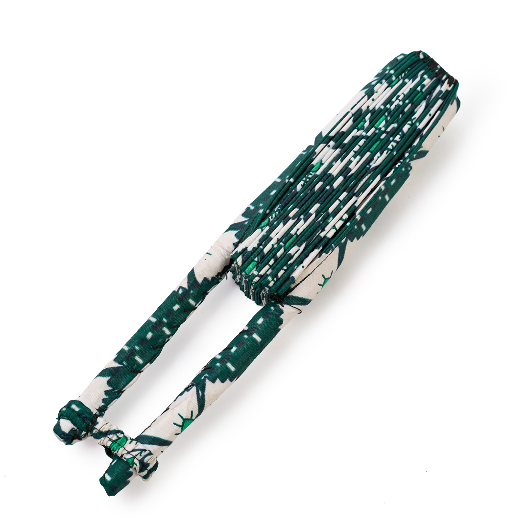Emerald Botanical Ankara Folding Fan With Kitenge Handle.