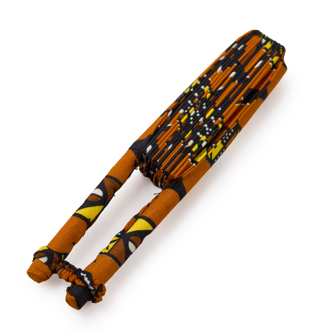 Heritage Drum & Diamond Ankara Folding Fan with Kitenge Handle