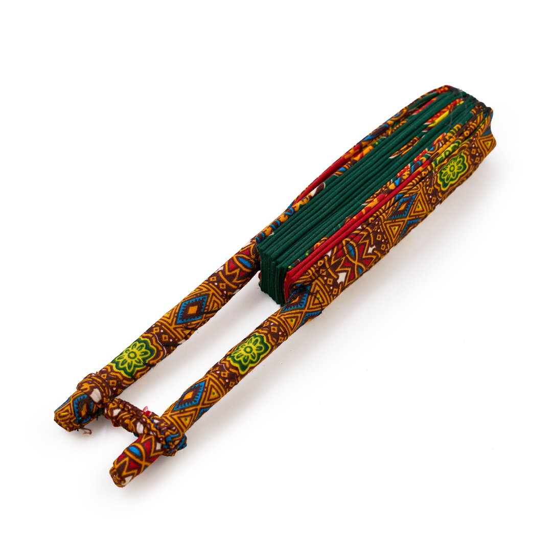 Emerald Kaleidoscope Ankara Folding Fan with Kitenge Handle