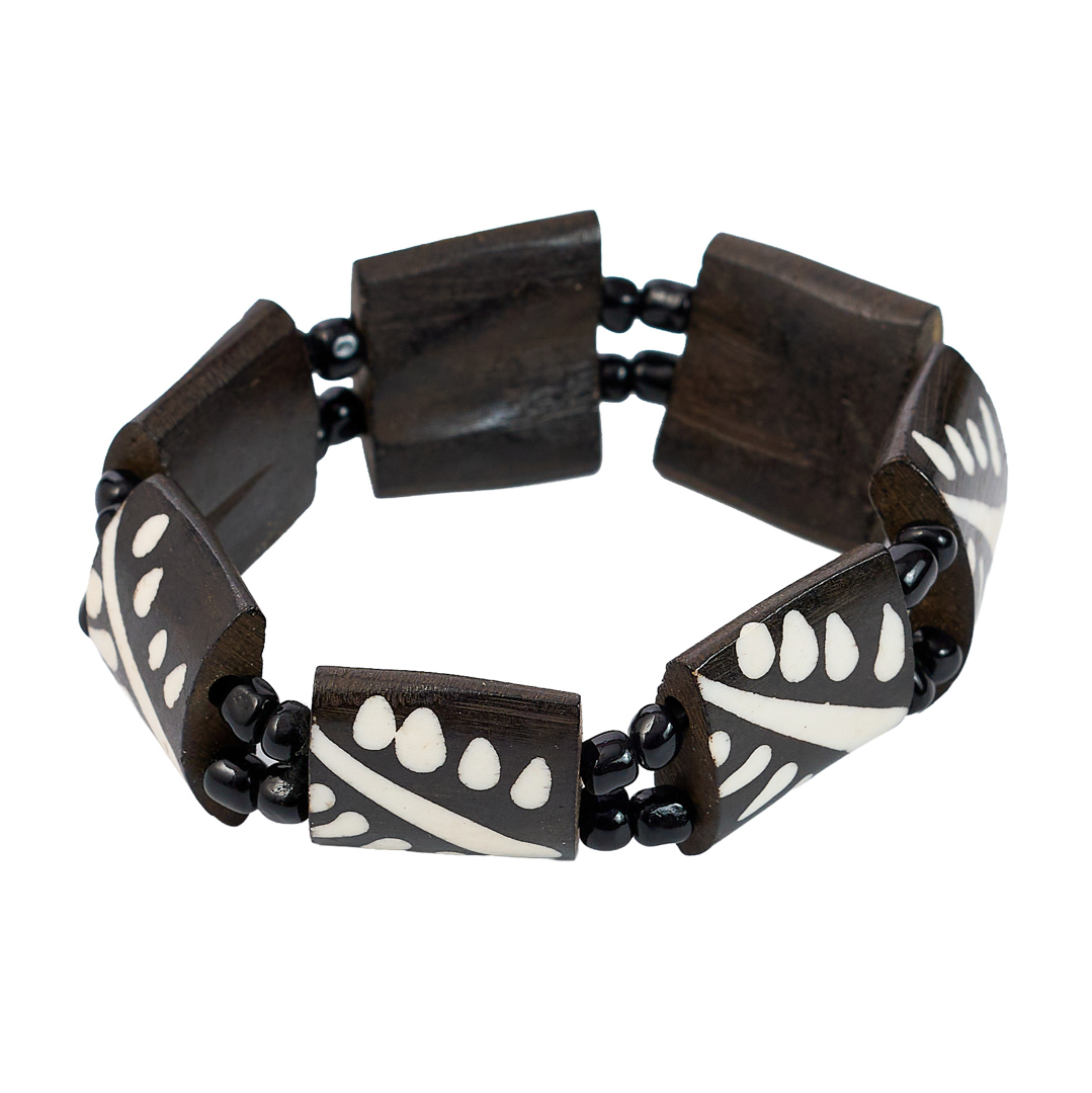 Handcrafted Geometric Bone Inlay Bracelet