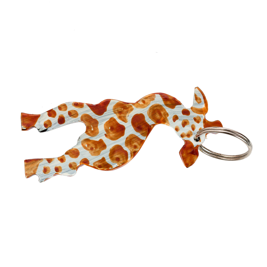 Hand-Painted Giraffe Silhouette Keychain