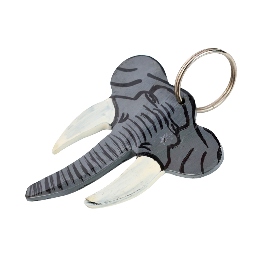 Hand-Painted Elephant Portrait Keychain