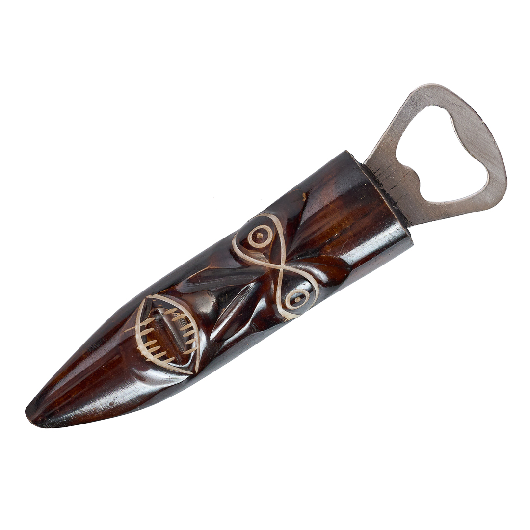 Hand Carved Tapered Mask Bone Bottle Opener
