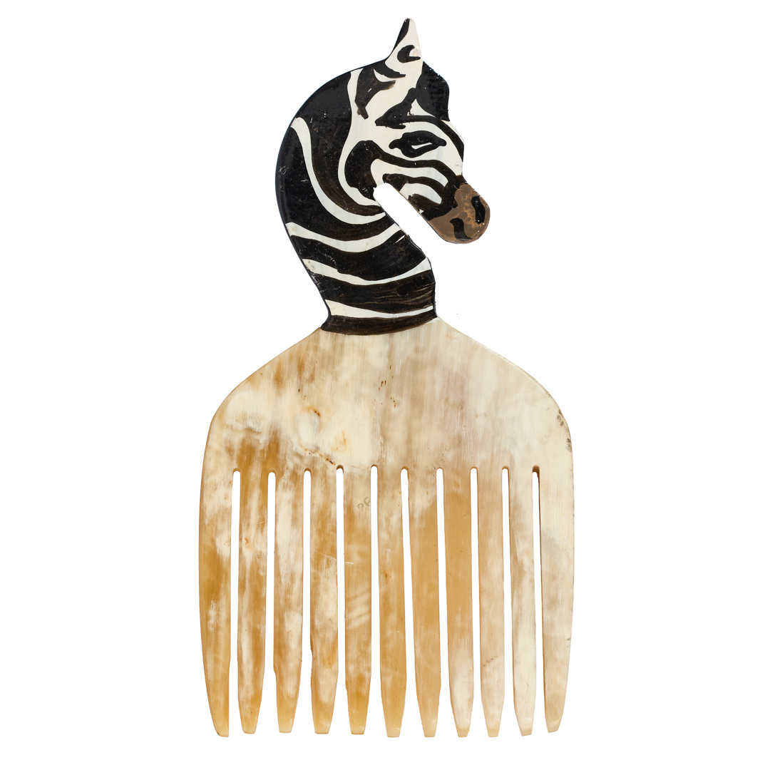 Hand-Painted Zebra Afro Pick