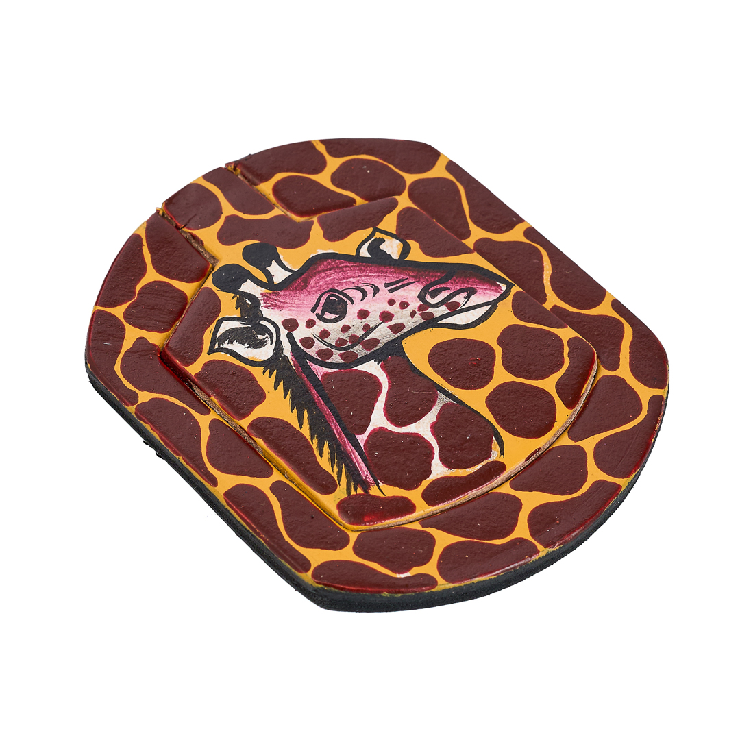Hand-Painted Leather Giraffe Compact Mirror