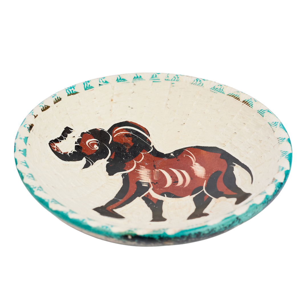 Hand-Carved Soapstone Elephant Trinket Bowl