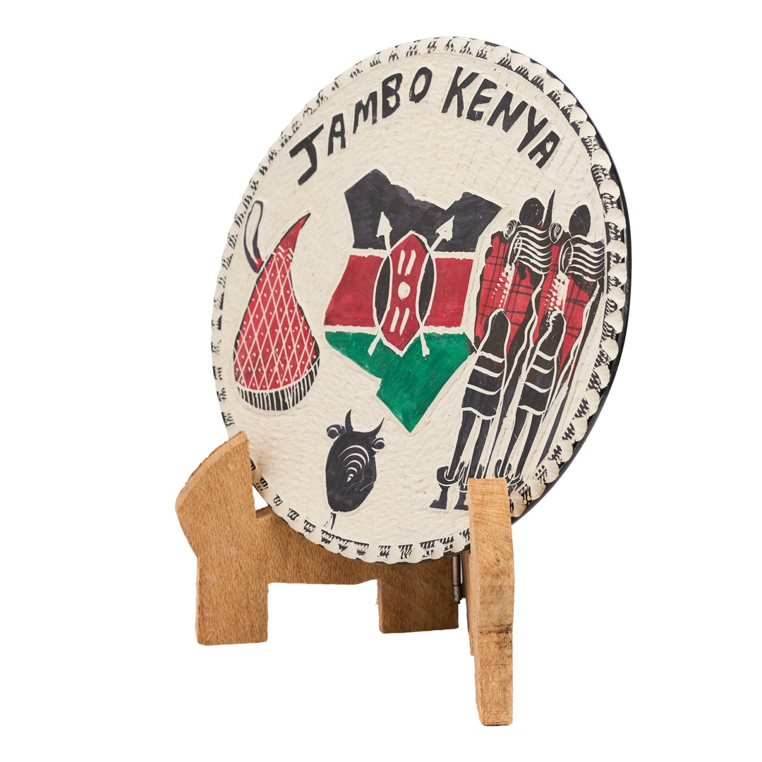 "Jambo Africa" Hand-Etched Soapstone Map Display Plate