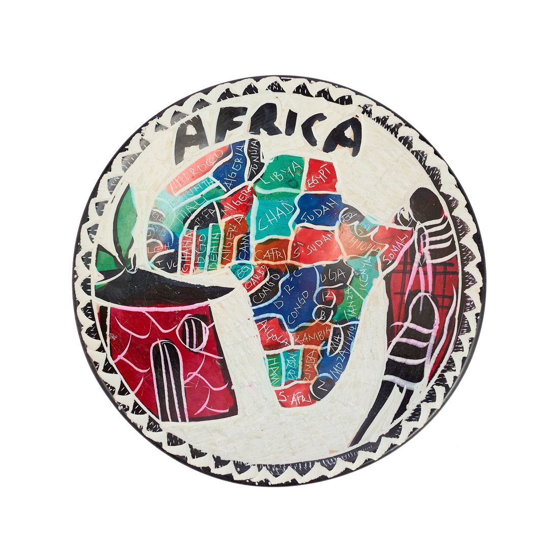 "Africa Map" Hand-Etched Soapstone Homestead Display Plate