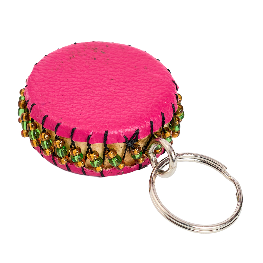 Handcrafted Miniature African Drum Beaded Keychain
