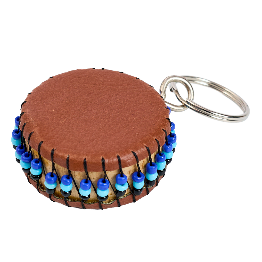 Handcrafted Miniature African Drum Beaded Keychain