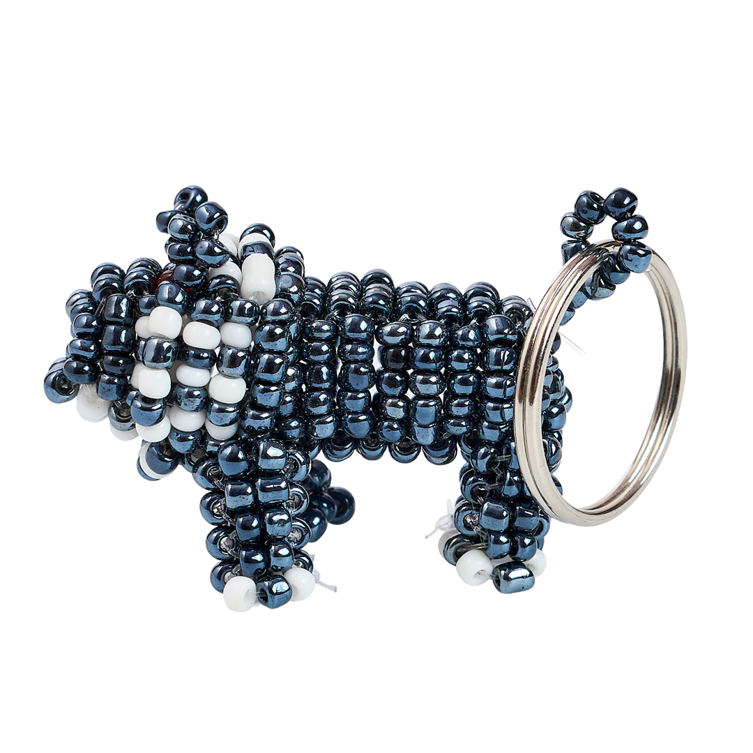 Handcrafted Beaded Hippo Keychain