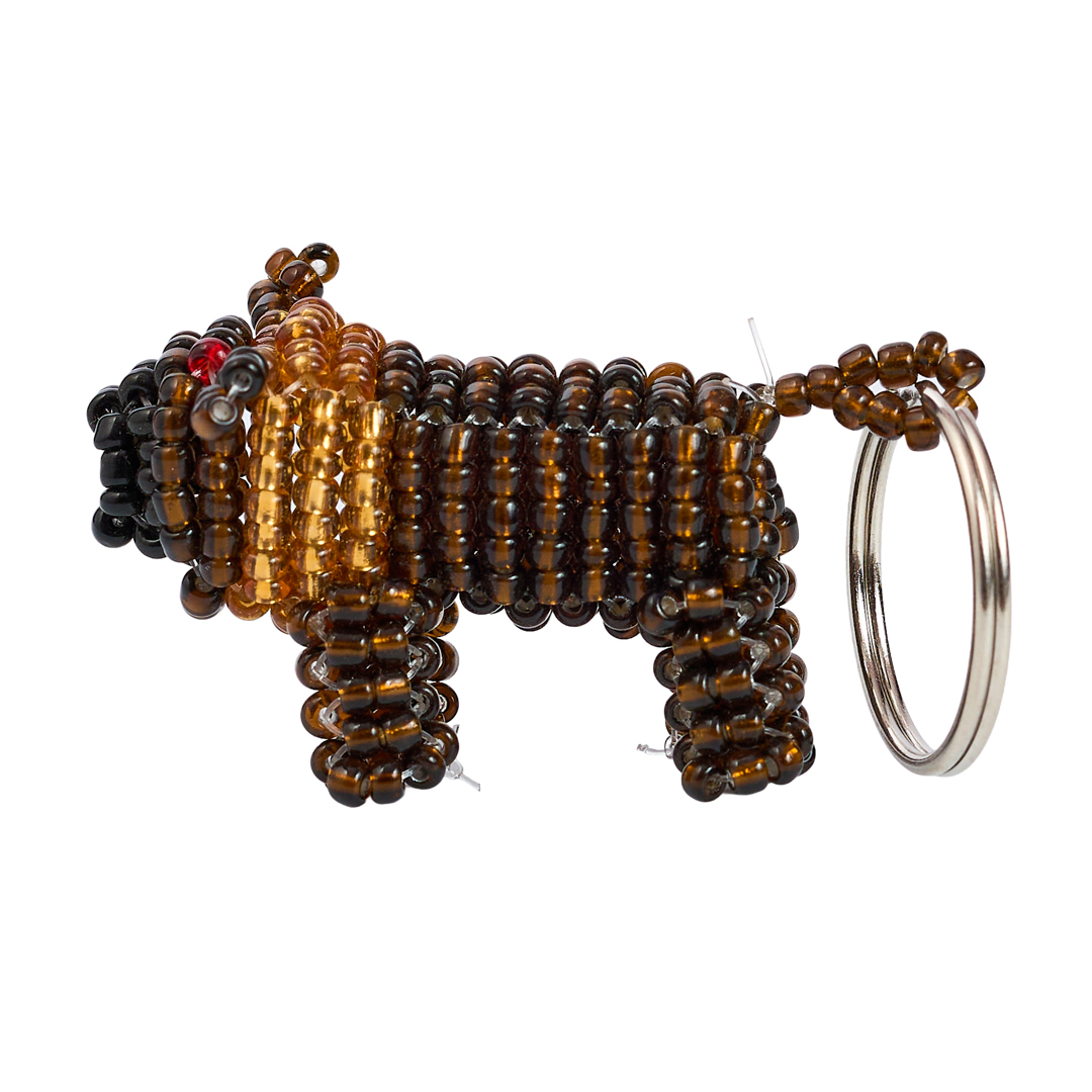: Handcrafted Beaded Cape Buffalo Keychain