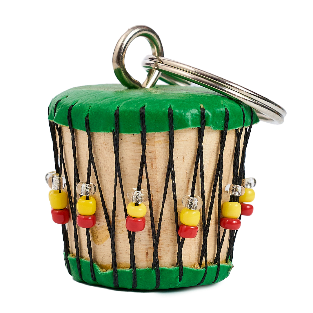 Handcrafted Miniature African Drum Beaded Keychain (Rasta Edition)