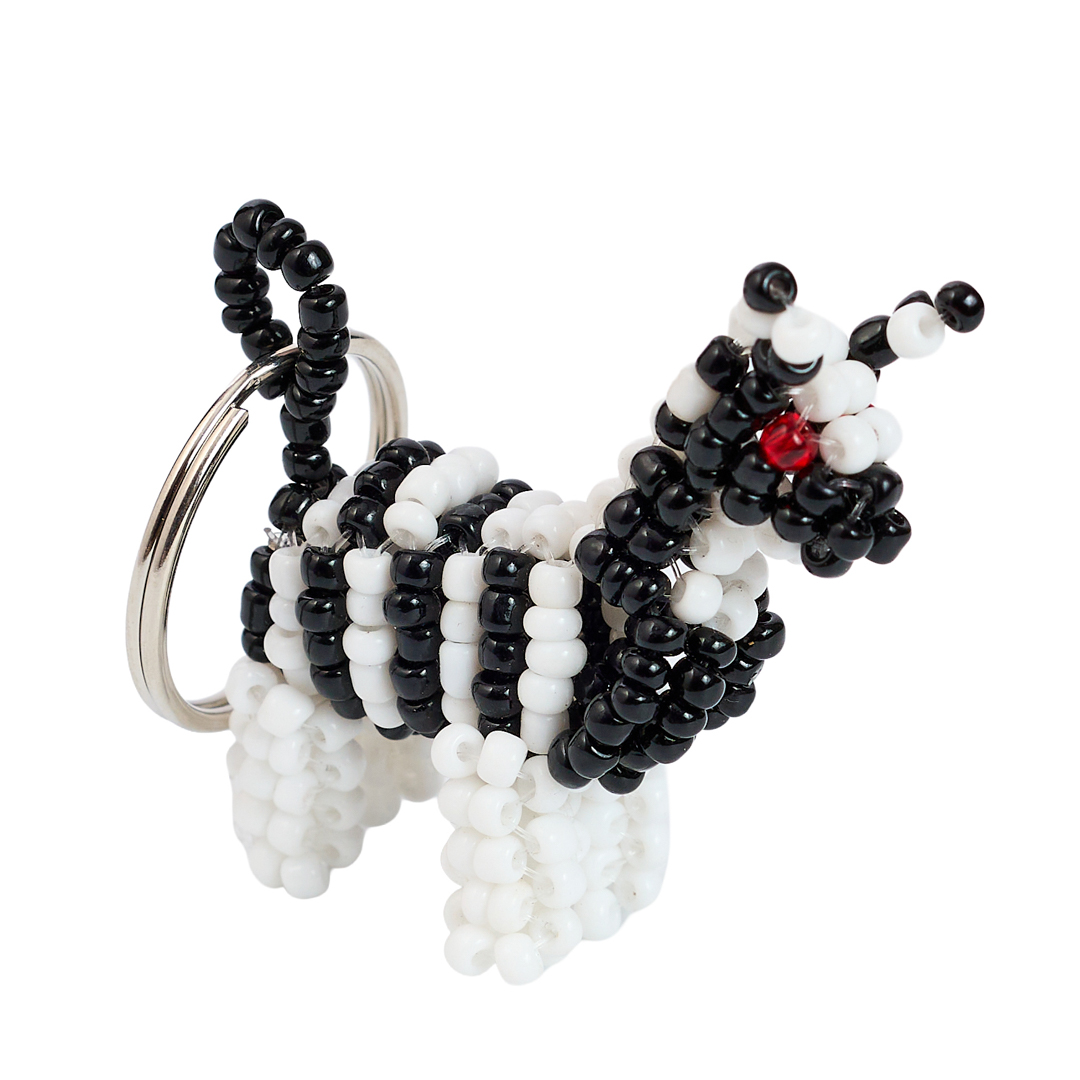 Handcrafted Beaded Zebra Keychain