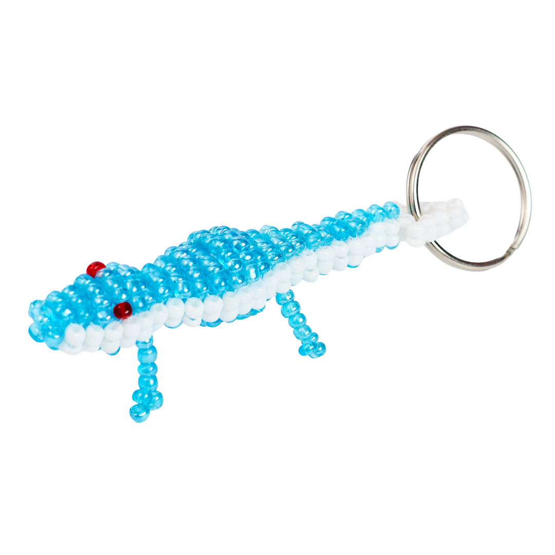 Handcrafted Beaded Lizard Keychain (Sky Blue Edition)