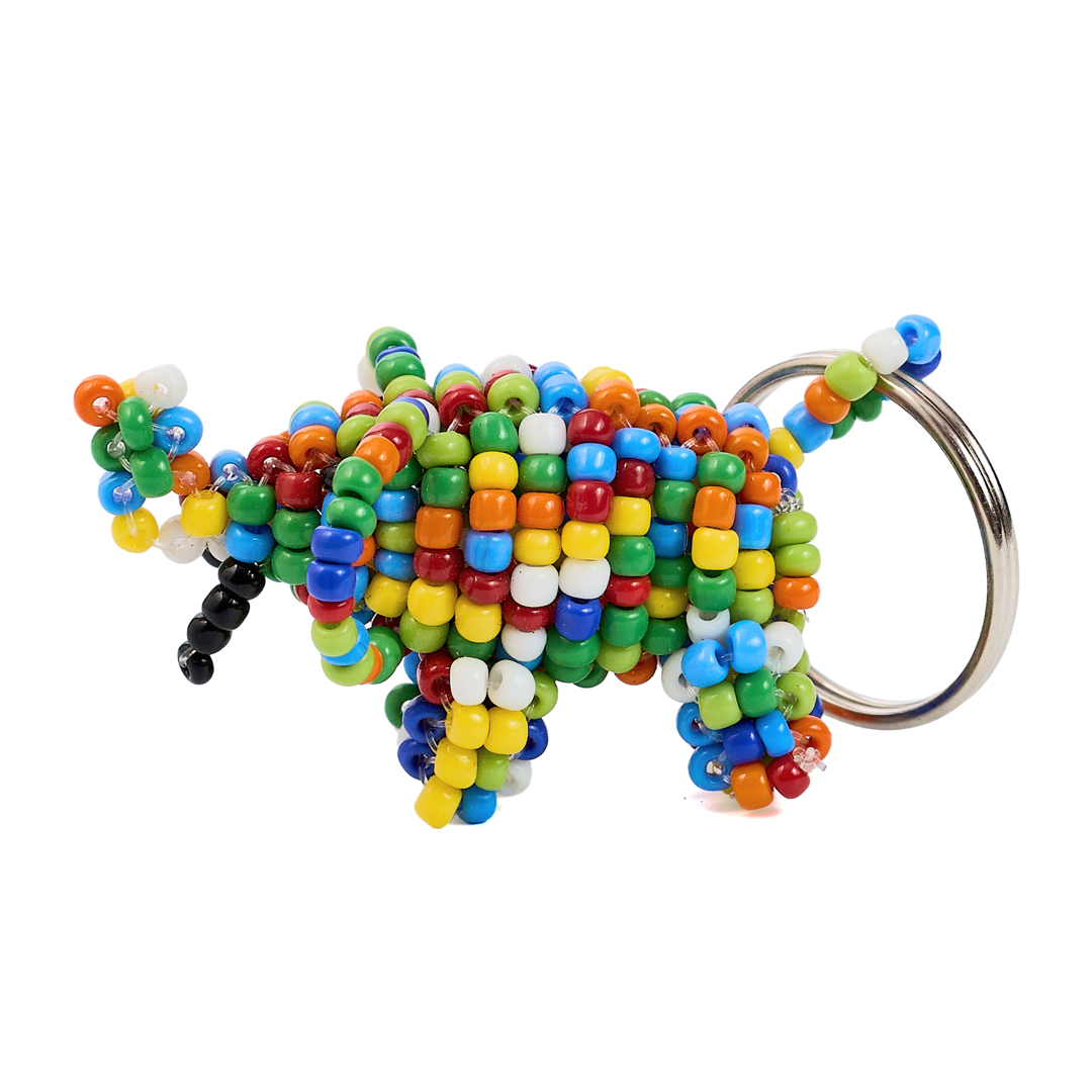Handcrafted 3D Maasai Beaded Elephant Keychain (Multi-Color Festival)