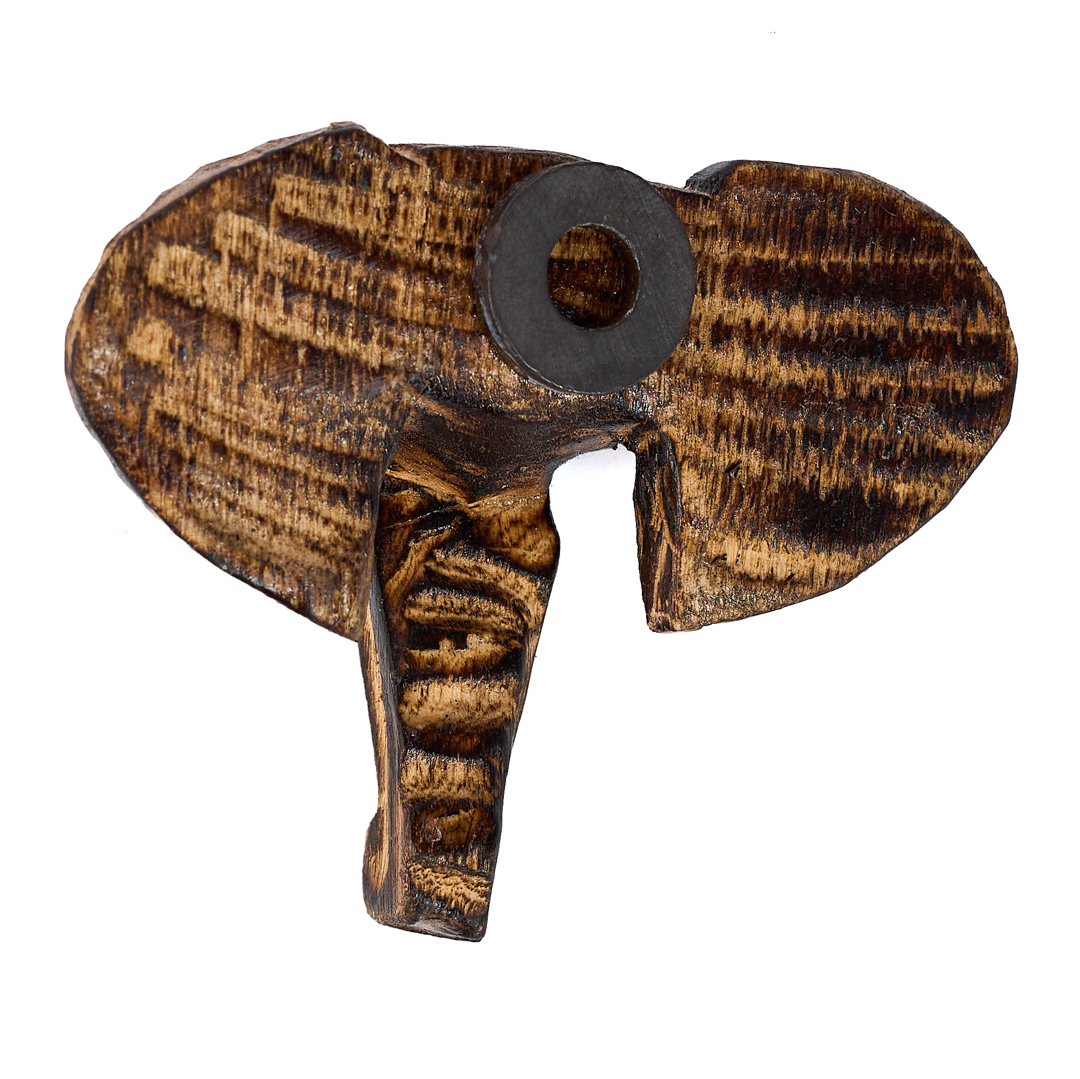 Hand-Carved Wooden Safari Elephant Fridge Magnet