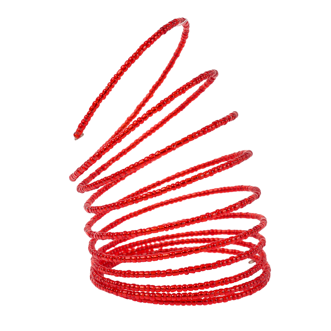 Handcrafted Maasai Beaded Wire Wrap Spiral Bracelet (Crimson Red)