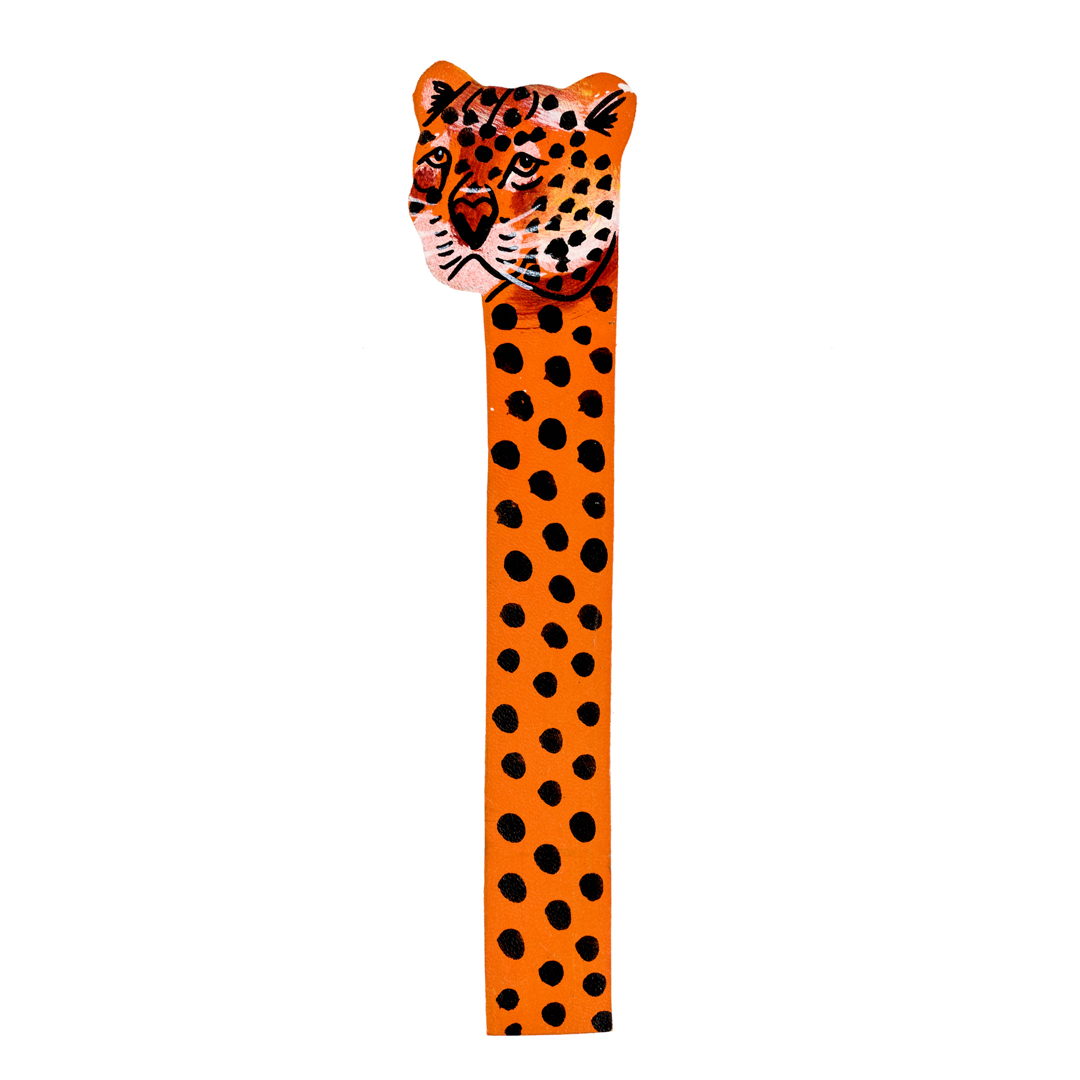 Hand-Carved Wooden Leopard Bookmark