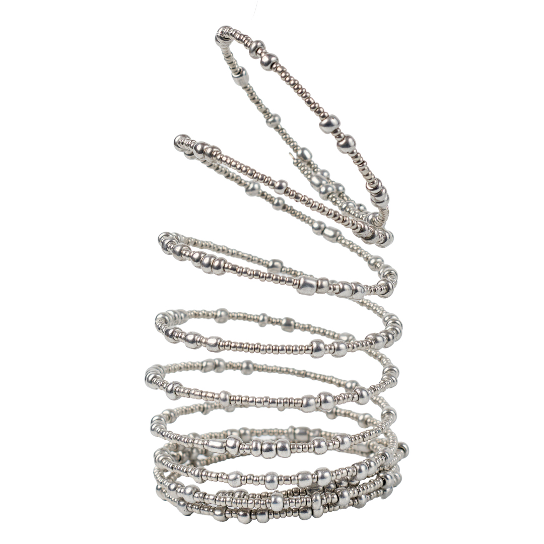 Handcrafted Maasai Beaded Silver Coil Wrap Bracelet