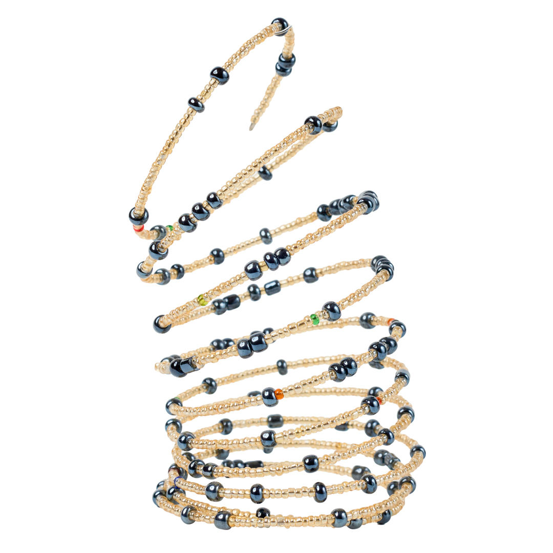 Handcrafted Maasai Beaded Gold & Gunmetal Coil Wrap Bracelet