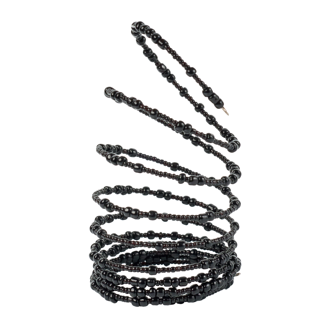 Handcrafted Maasai Beaded Jet-Black Coil Wrap Bracelet