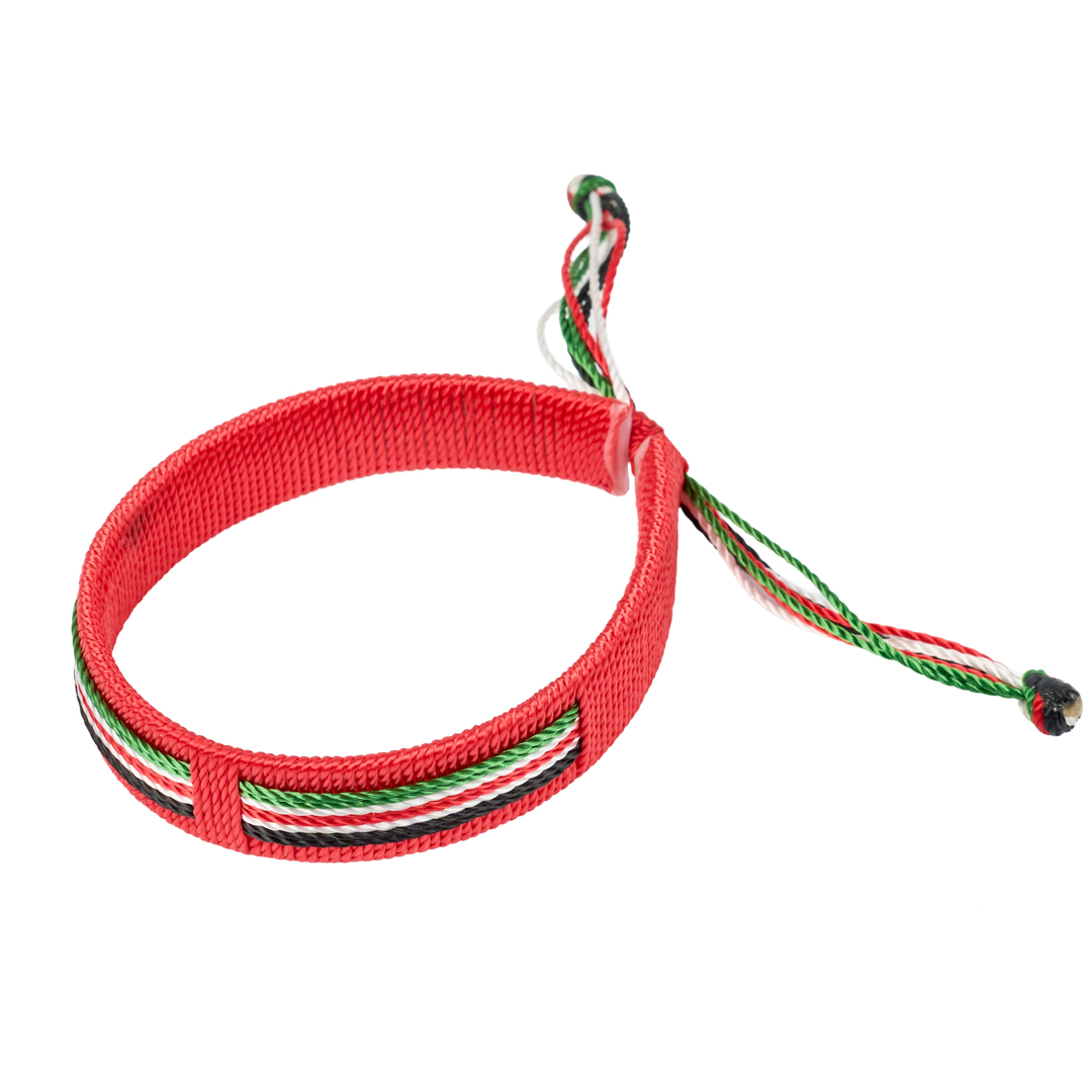 Handcrafted Kenyan Flag Woven Bracelet (Bright Red)