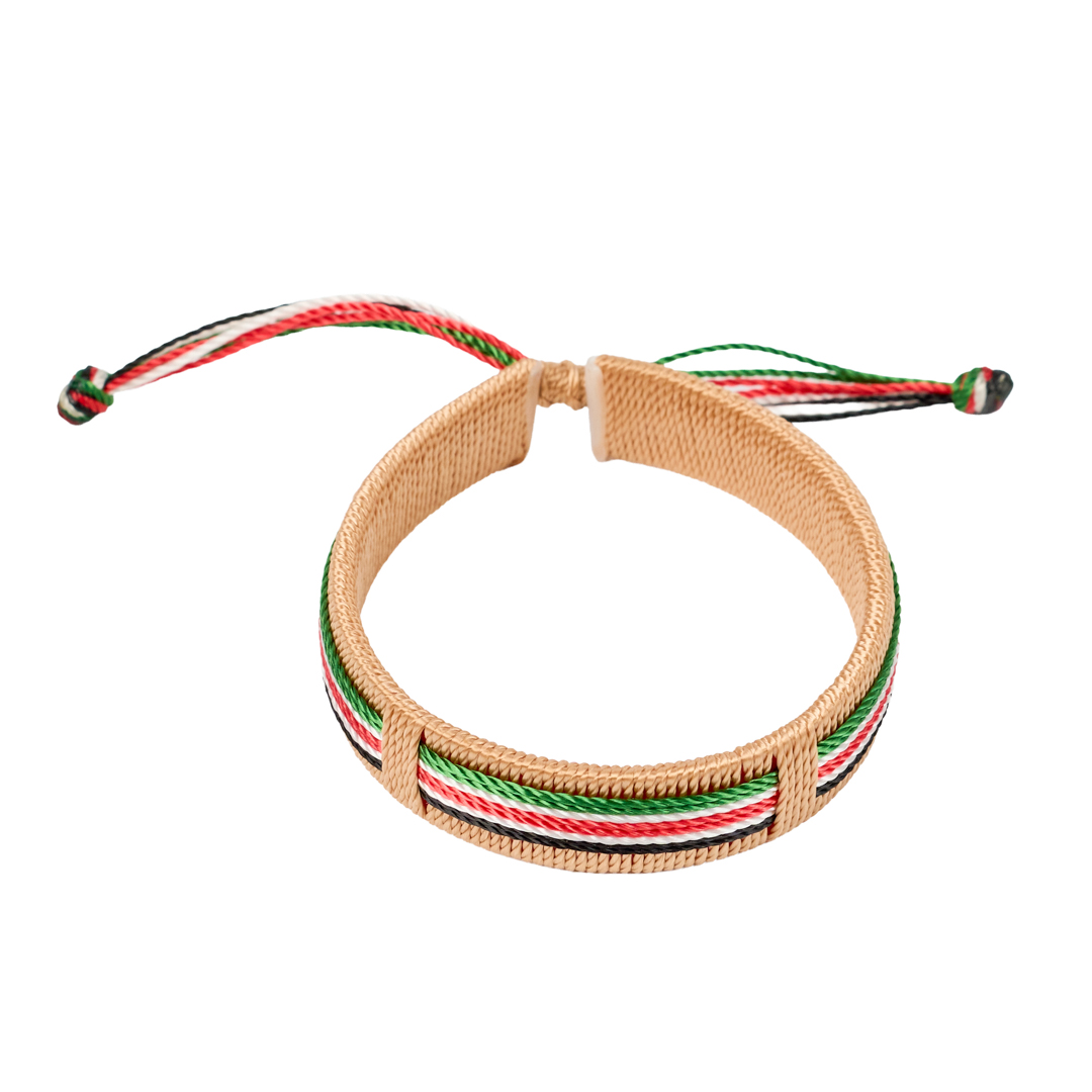 Handcrafted Kenyan Flag Woven Bracelet (Sand)