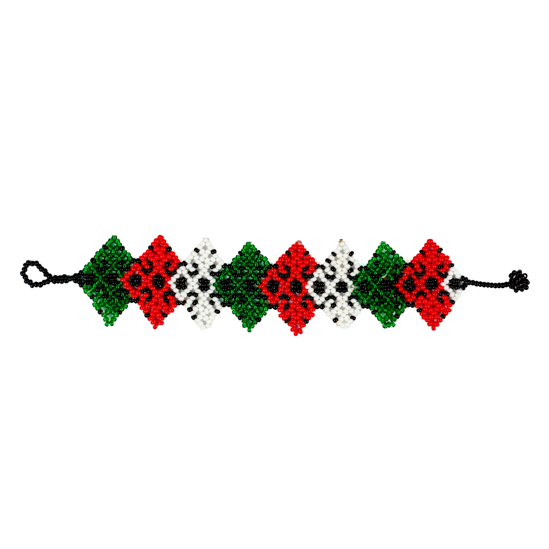 hand woven star shape multi color seed beads bracelet, pattern design, Miyuki bracelet( Kenyan Flag color)