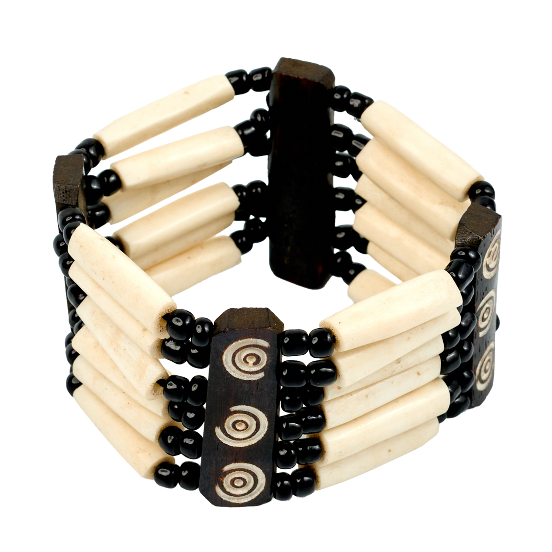 Handcrafted Bone Tube Cuff Bracelet (Solid Cream)