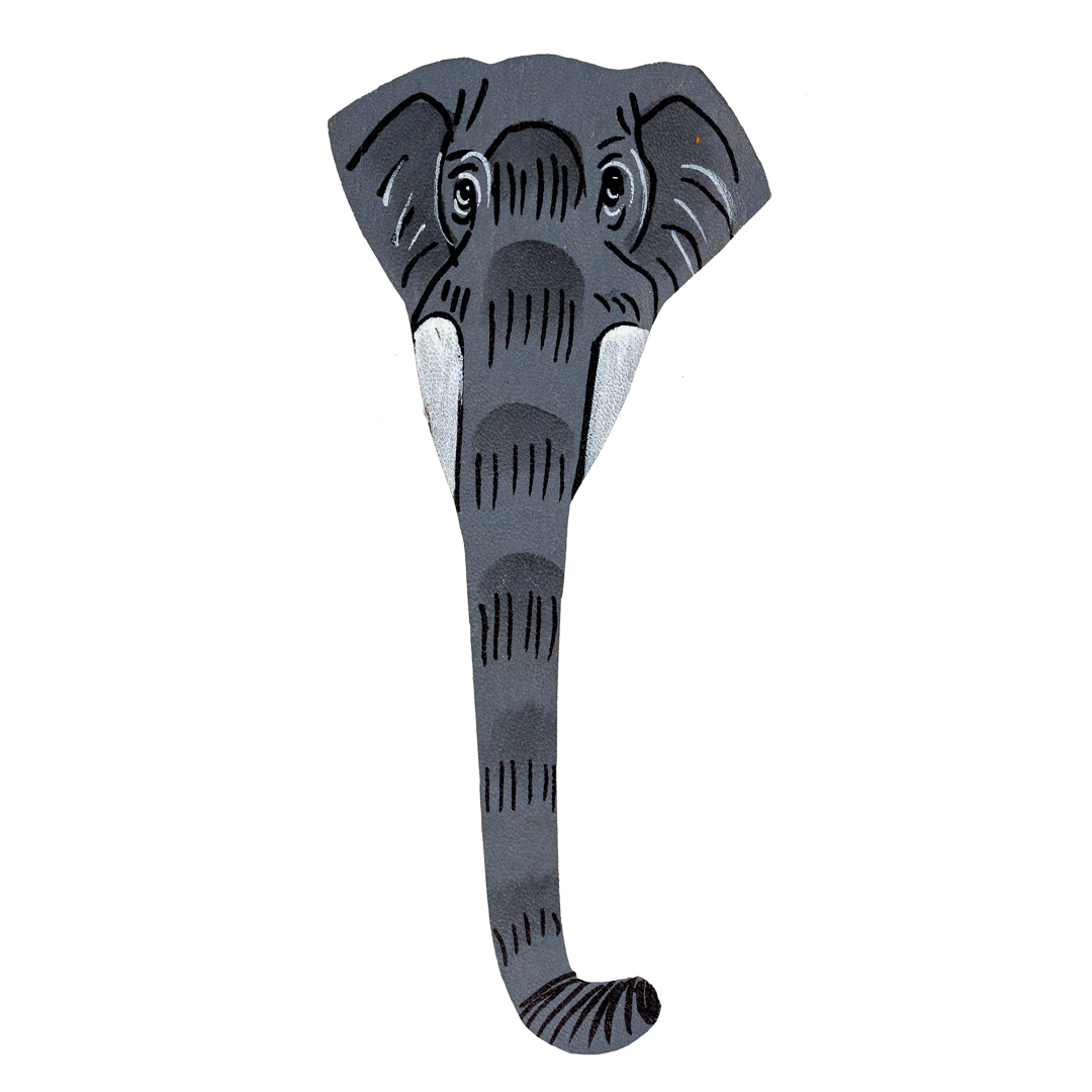 . Hand-Painted Wooden Safari Bookmark (Elephant Trunk)