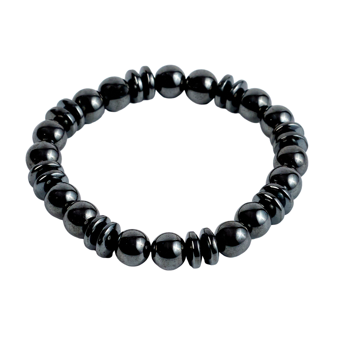 Hematite Spacer Bead Stretch Bracelet (Minimalist Plain)