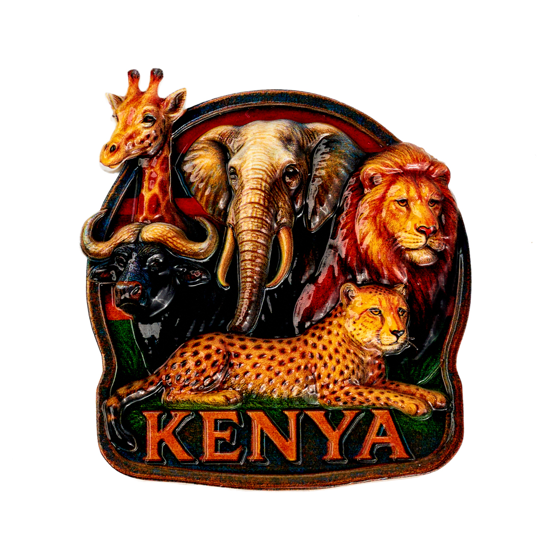 "Kenya" Wildlife Collage Shield Fridge Magnet