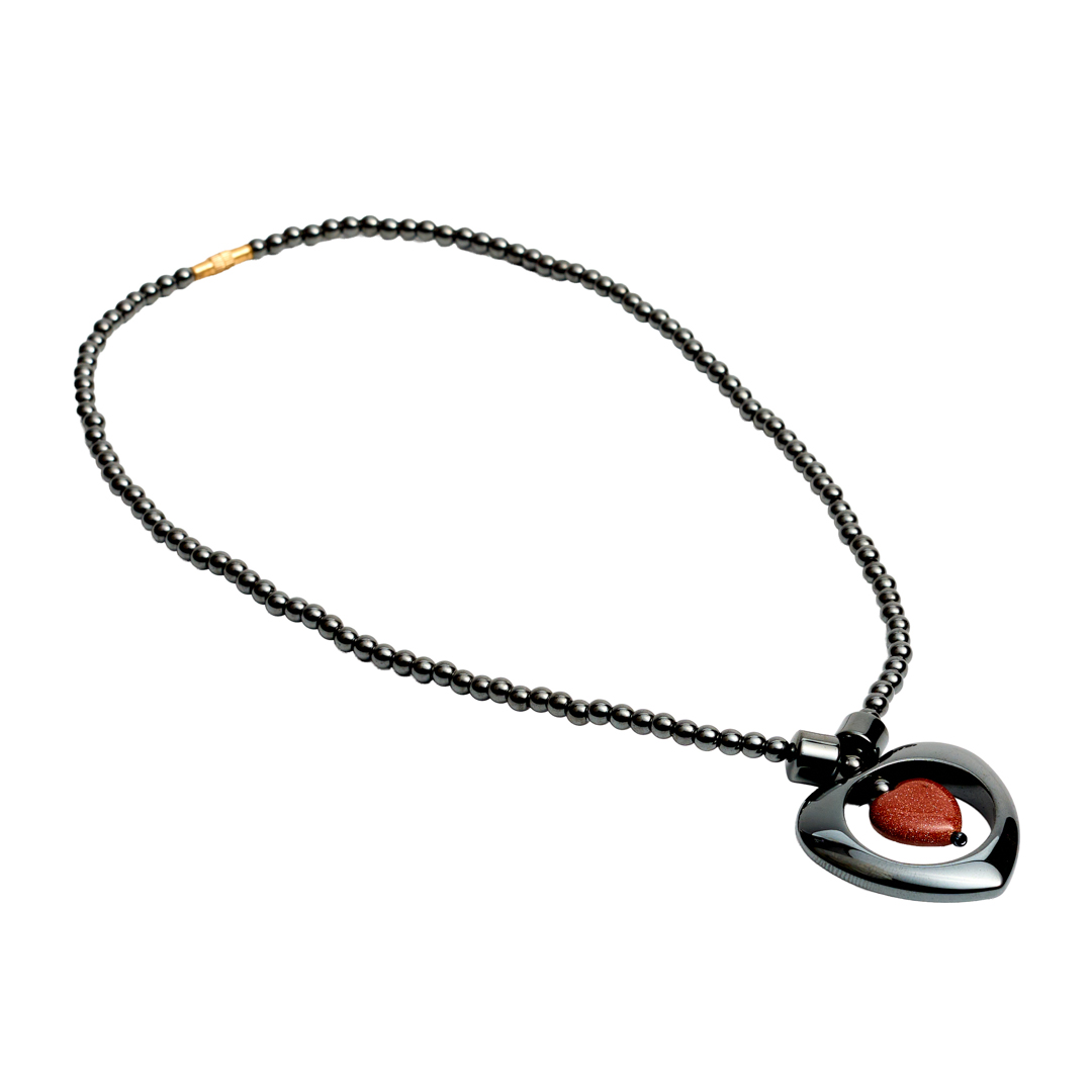 Hematite Heart Necklace (Brown Goldstone Heart)