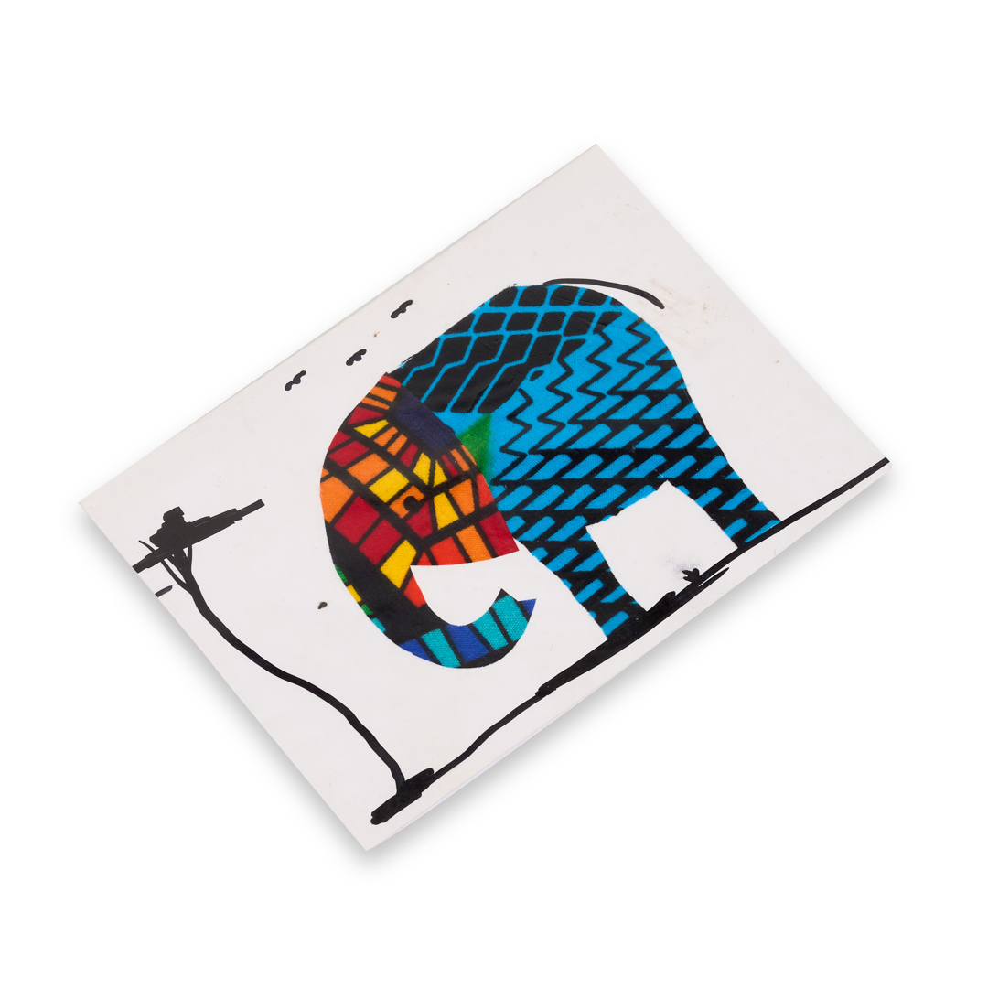 Handcrafted Kitenge Fabric Art Card (Abstract Patchwork Elephant)
