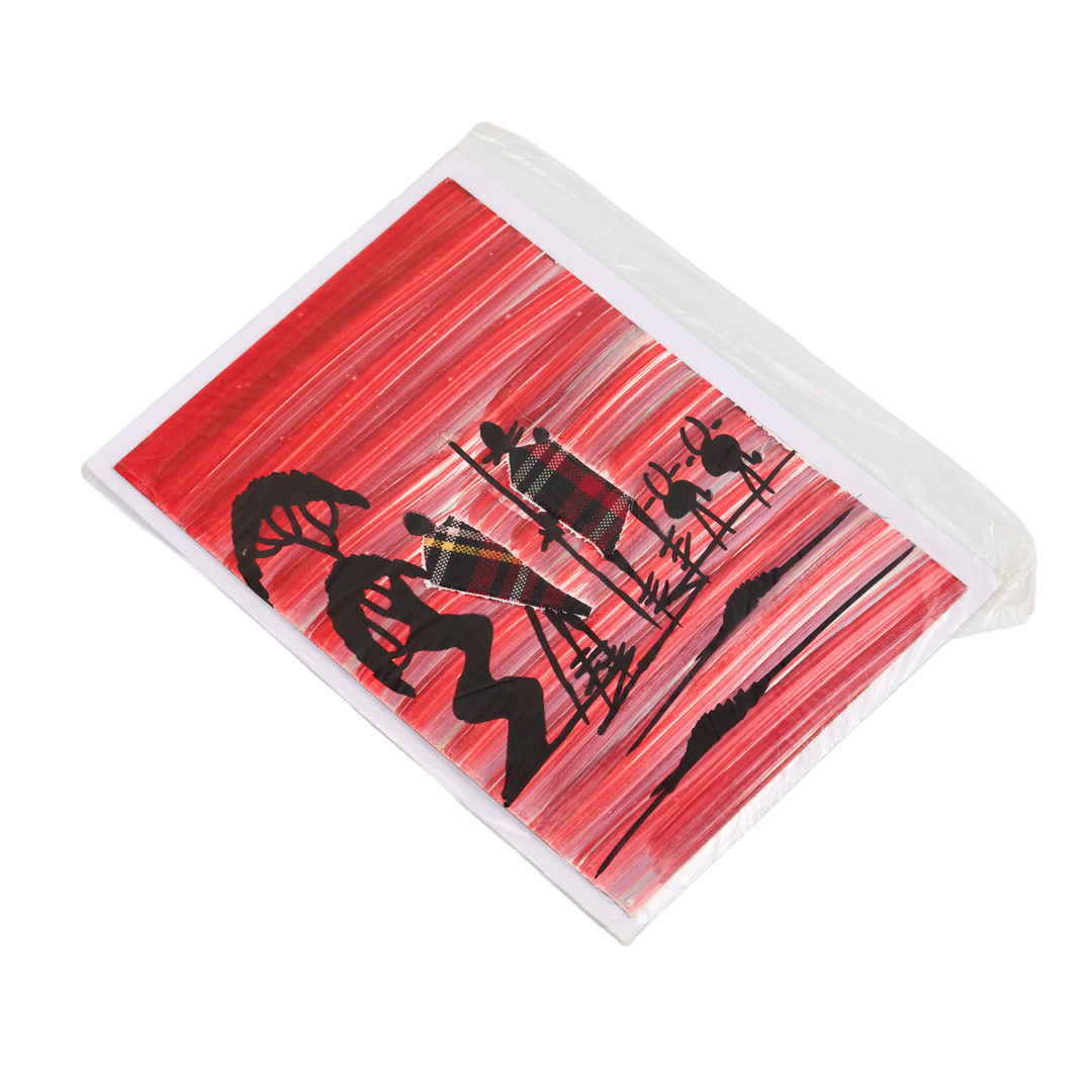 Hand-painted Maasai worriors Art gift Card (Twilight Savanna Pastoral Scene in Sleeve)