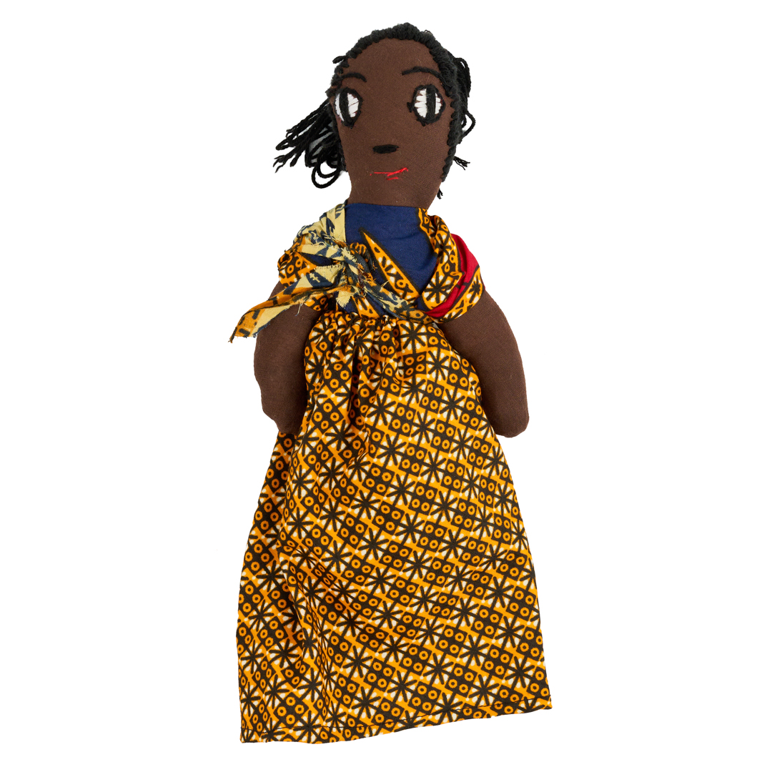 Handcrafted African Kitenge Rag Doll (Slim Profile — Golden Starburst)