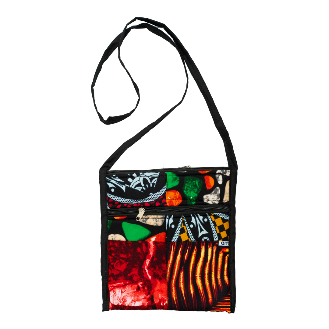 African fabric patchwork small crossbody bag, handmade ankara purse, women's Sling Bag Sling Bag (Patchwork Abstract Collage)