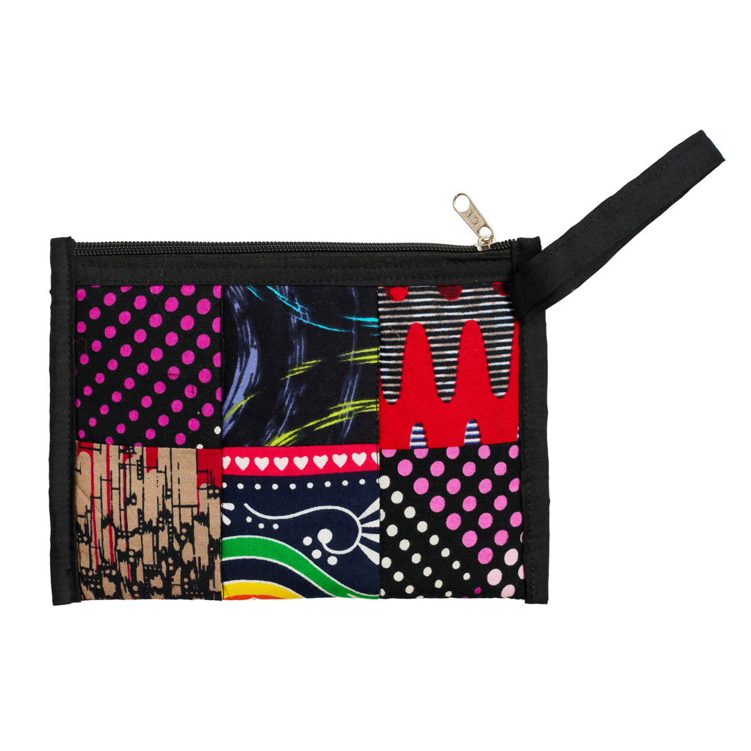 African Print Fabric Wristlet Wallet: Women's Zip Clutch with Interior Pocket(Kaleidoscope)