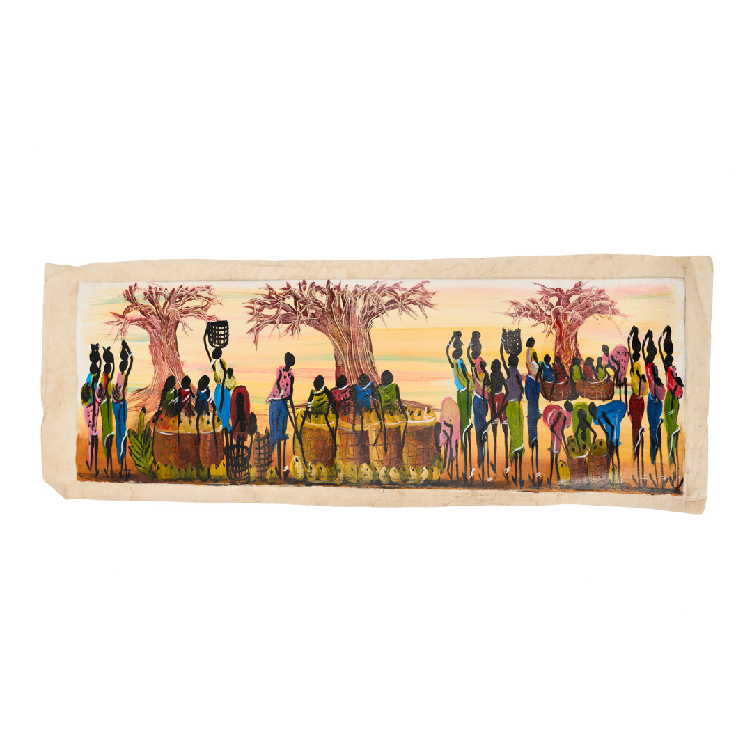Hand-painted African clan wall art; Coloful handworking african women canvas print