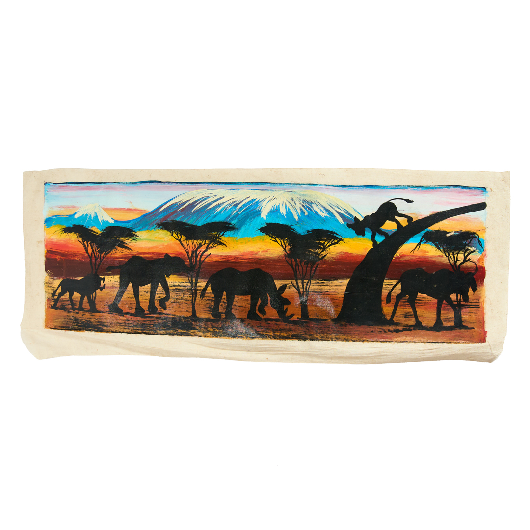 Savanah Animals Rhythmic Spectrum Gathering Canvas print; Coloful sunset animals gathering wall art